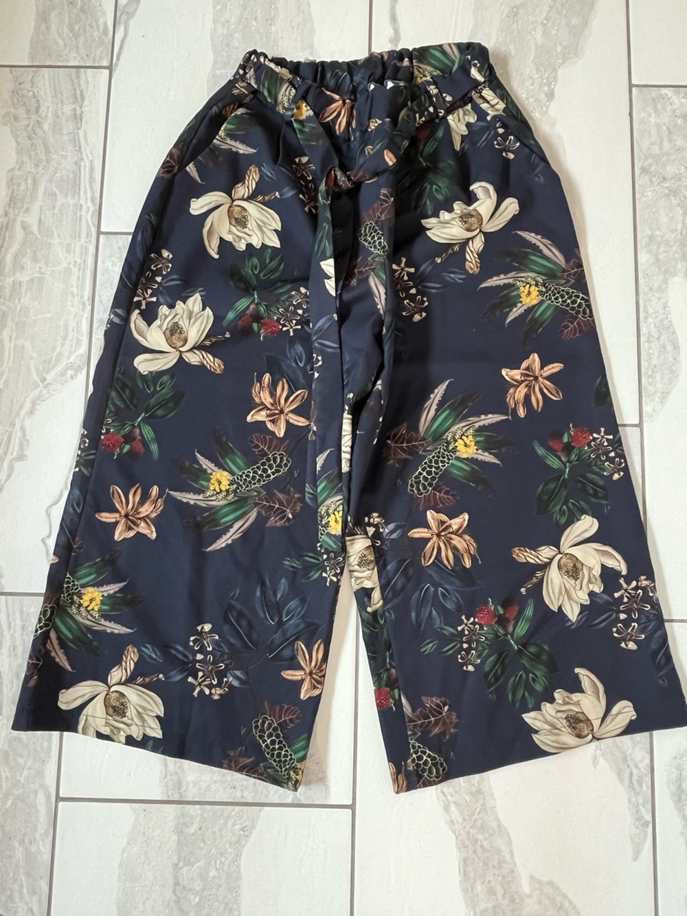 Navy Floral Print Pants
